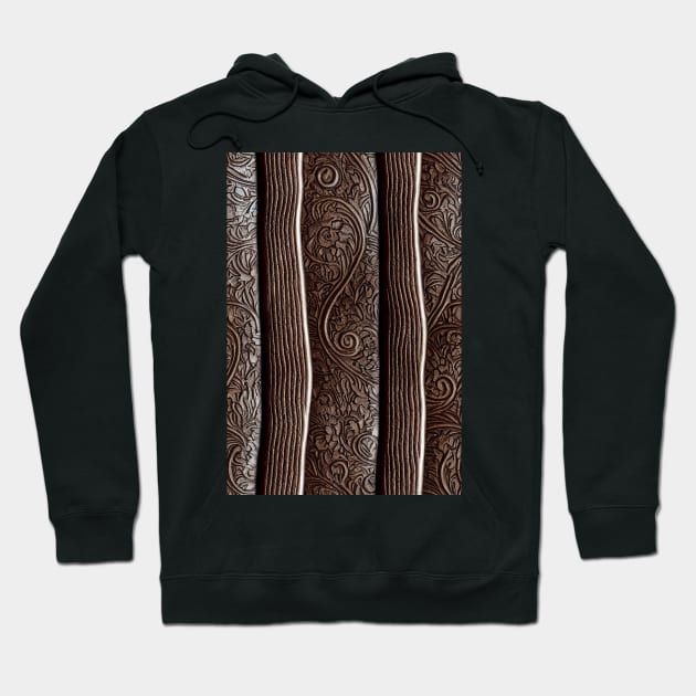 Dark Brown Ornamental Leather Stripes, natural and ecological leather print #40 Hoodie by Endless-Designs